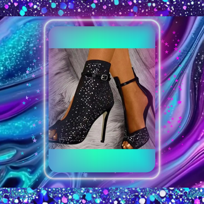 Rhinestone Peep Toe Heels