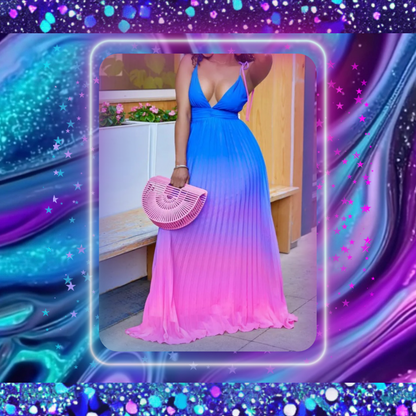Gradient Backless Maxi Dresses
