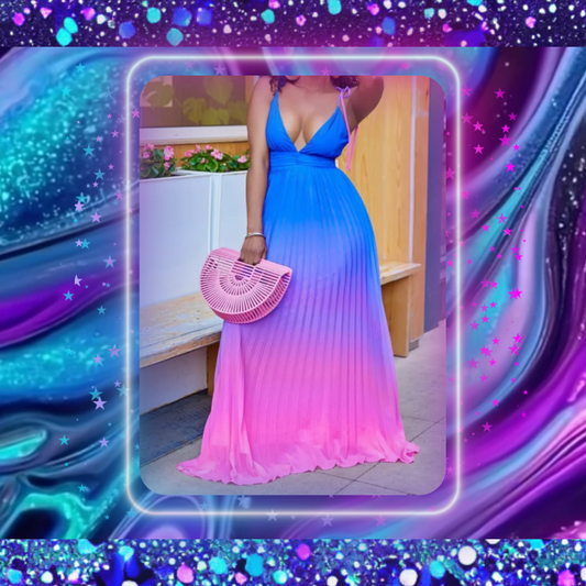 Gradient Backless Maxi Dresses
