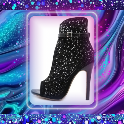 Rhinestone Peep Toe Heels