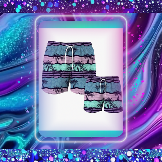 Daddy & Me Tropical Waves Swim Trunks